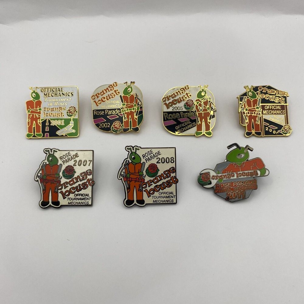 Lot of‎ 7 Rose Parade Orange Locust Official Mechanics Lapel Pins 2001-2011